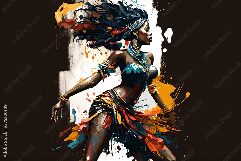 african women illustration abstract dance, Generative AI