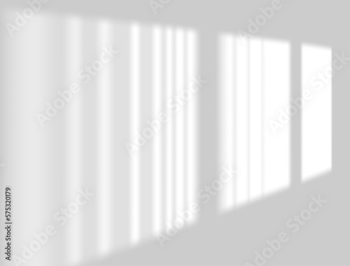 Realistic PNG long shadow overlay effect of window isolated on transparent background. Abstract silhouette soft blurry shadow of vertical blinds on wall. Sun light shade. Cut out scene of lighting