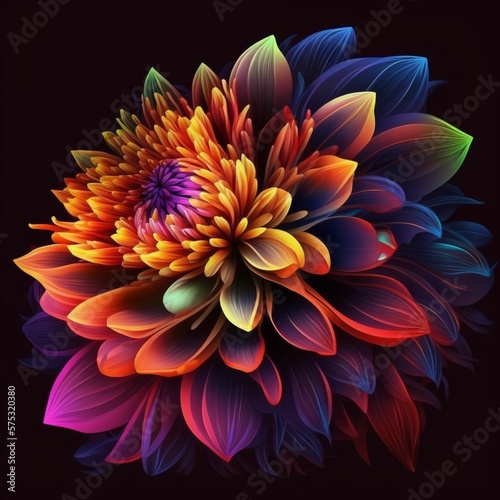 Colorful flower design. AI Generated