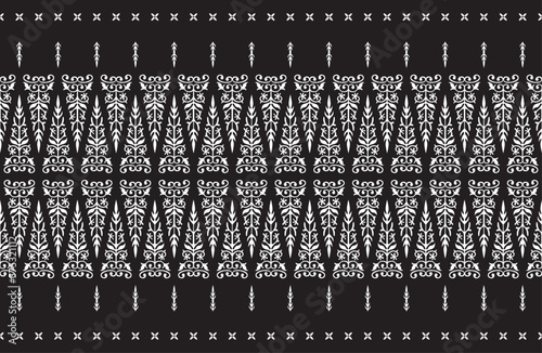Malay Riau Batik Songket, Weaving Corak Motif Pucuk Rebung, Melayu patterns background, Traditional Classic handwoven black with white threads vector photo