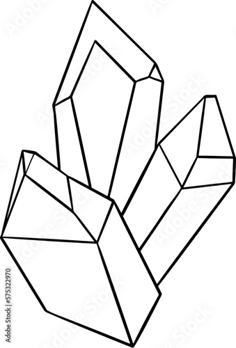 Vector Stone cartoon element. Mineral line icon. Rocks and crystals from geological deposits isolated on white background