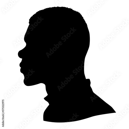 Black Men African American, African profile picture silhouette. Man from the side with a short haircut