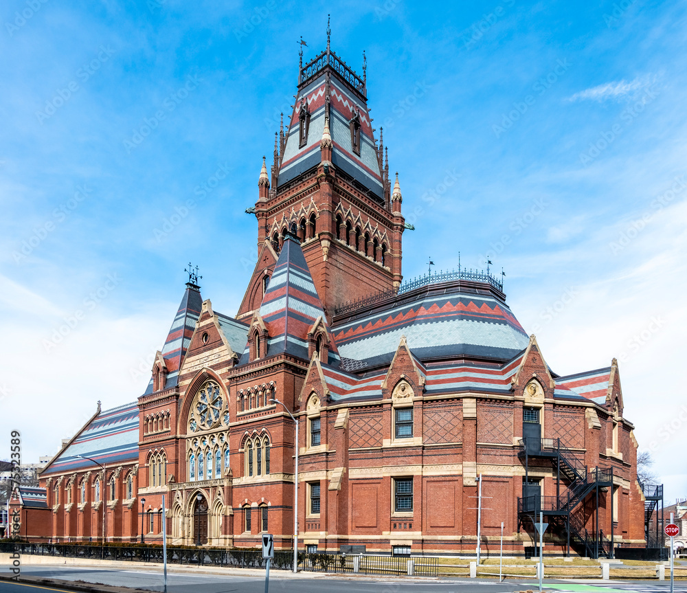 Naklejka premium One of the historic buildings of the famous Harvard University which inspired the building in the Harry Potter movies. This is located in Cambridge, MA, USA.