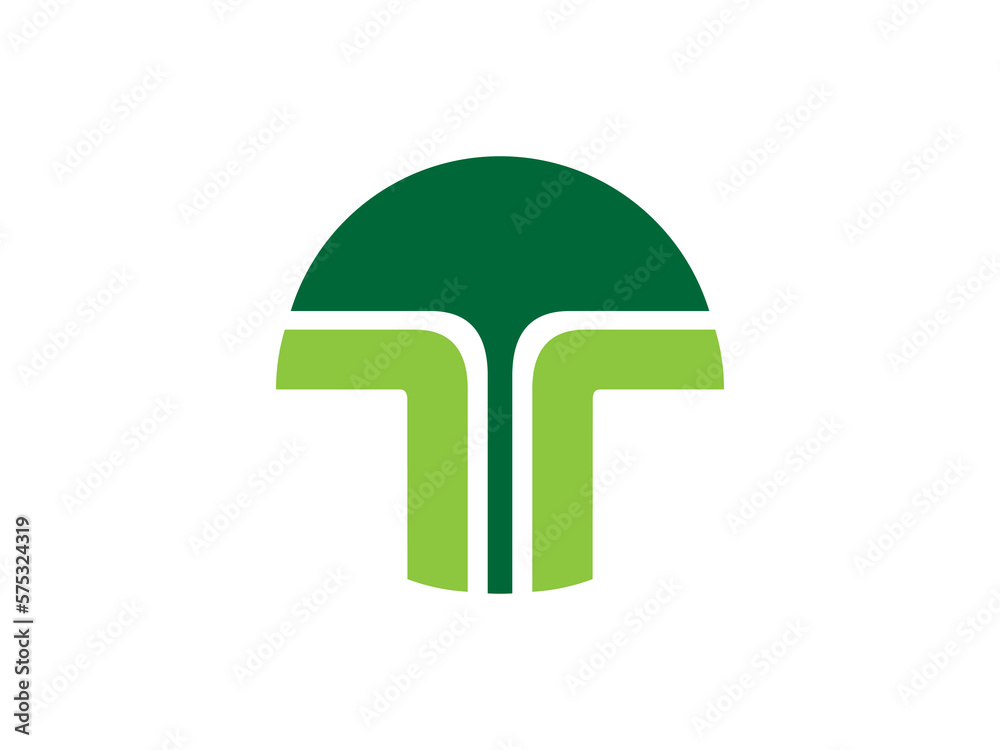 T letter tree logo vector, Green Letter T and Tree logo in circle shape. T letter tree logo vector, Green Letter T and Tree logo in circle shape.