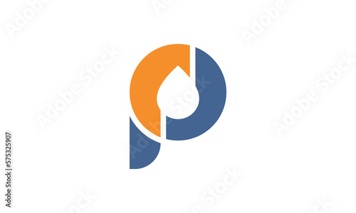 p, water drop, orange, blue, icon, symbol, abstrac, location, company, target, ball, circle, letter p, logo, tech, o technology, fire, gas, oil, mining, design, projek