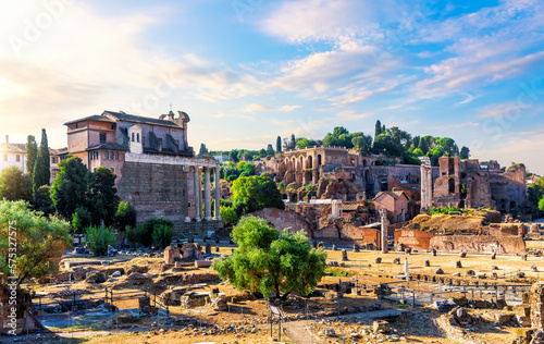 Obraz na płótnie Roman Forum remains, Temples and columns, Italy w salonie