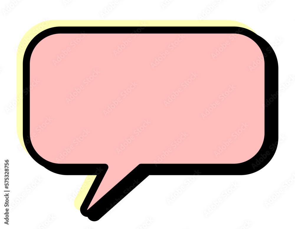 Naklejka premium 四角のフキダシ ピンク・黄色・影