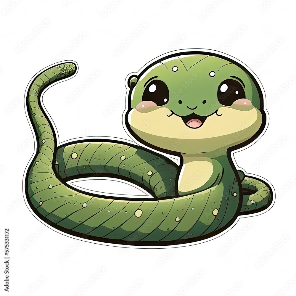 Fototapeta premium cute tropical snake sticker for wildlife and fauna fun with generative ai