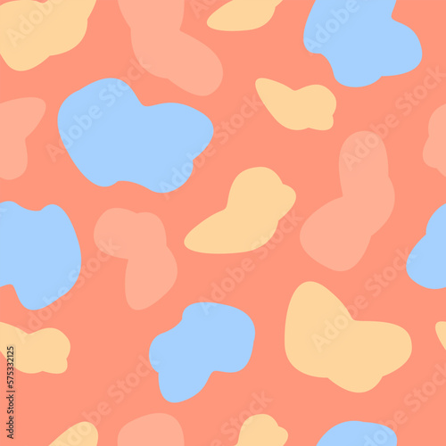 Color blots, seamless orange pattern. Vector abstract background with random hand drawn spots.