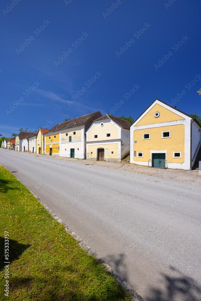 Traditional wine cellars street in Eichenbrunn, Lower Austria, Austria Traditional wine cellars street in Eichenbrunn, Lower Austria, Austria