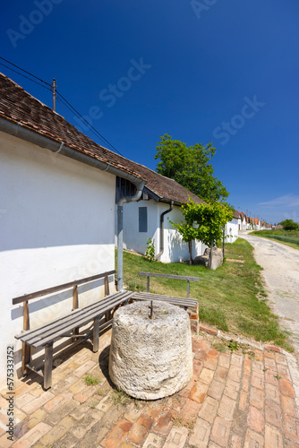 Traditional wine cellars street (kellergasse) in Diepolz near Mailberg, Lower Austria, Austria photo