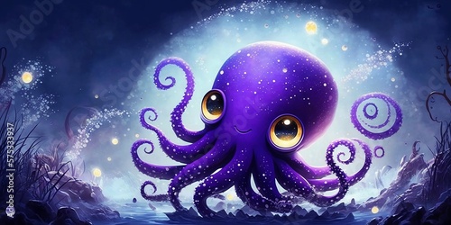 Cute Octopus under sea digital art