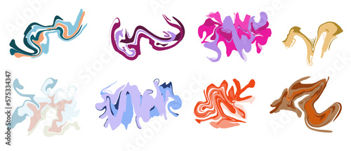 Abstract liquid shape line with colorful waves. Trendy vector illustration in style retro 60s, 70s. 