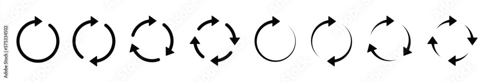 circle arrow icon set. circular arrow icon, refresh, reload arrow icon symbol sign, vector illustration - obrazy, fototapety, plakaty 