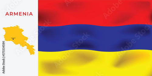 National flag of Armenia with flag. Realistic pictures flag