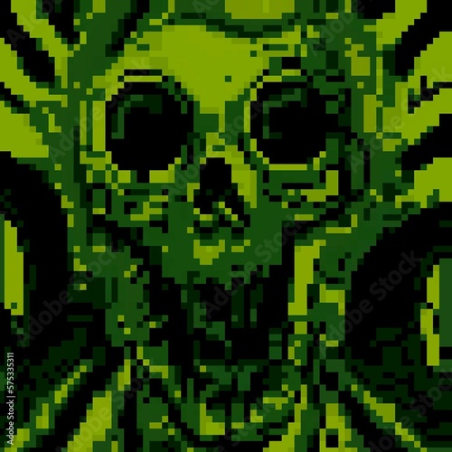 pixel art of zombie cartoon