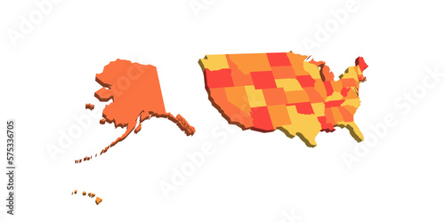 United States of America political map of administrative divisions - states and federal district Washington, D.C. Map with labels.