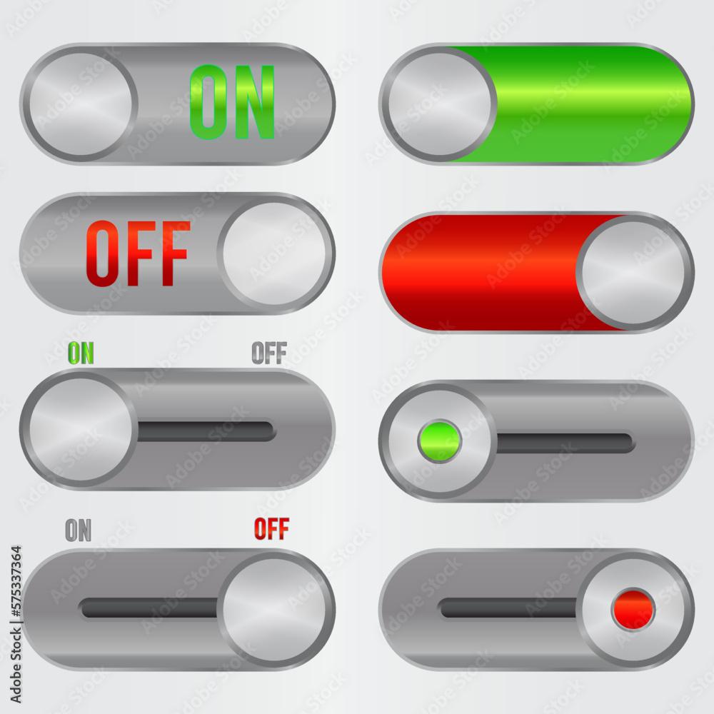 Set of vector on and off switches