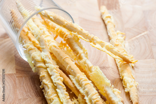 homemade cheese sticks in a glass