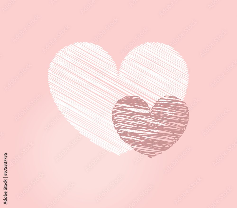 Simple Valentine's Day Vector Card with White and Pale Pink Hearts on a Light Pastel Pink Background. Modern Romantic Print with Sketched Love Symbol ideal for Card, Wall Art, Poster. Simple Valentine's Day Vector Card with White and Pale Pink Hearts on a Light Pastel Pink Background. Modern Romantic Print with Sketched Love Symbol ideal for Card, Wall Art, Poster.