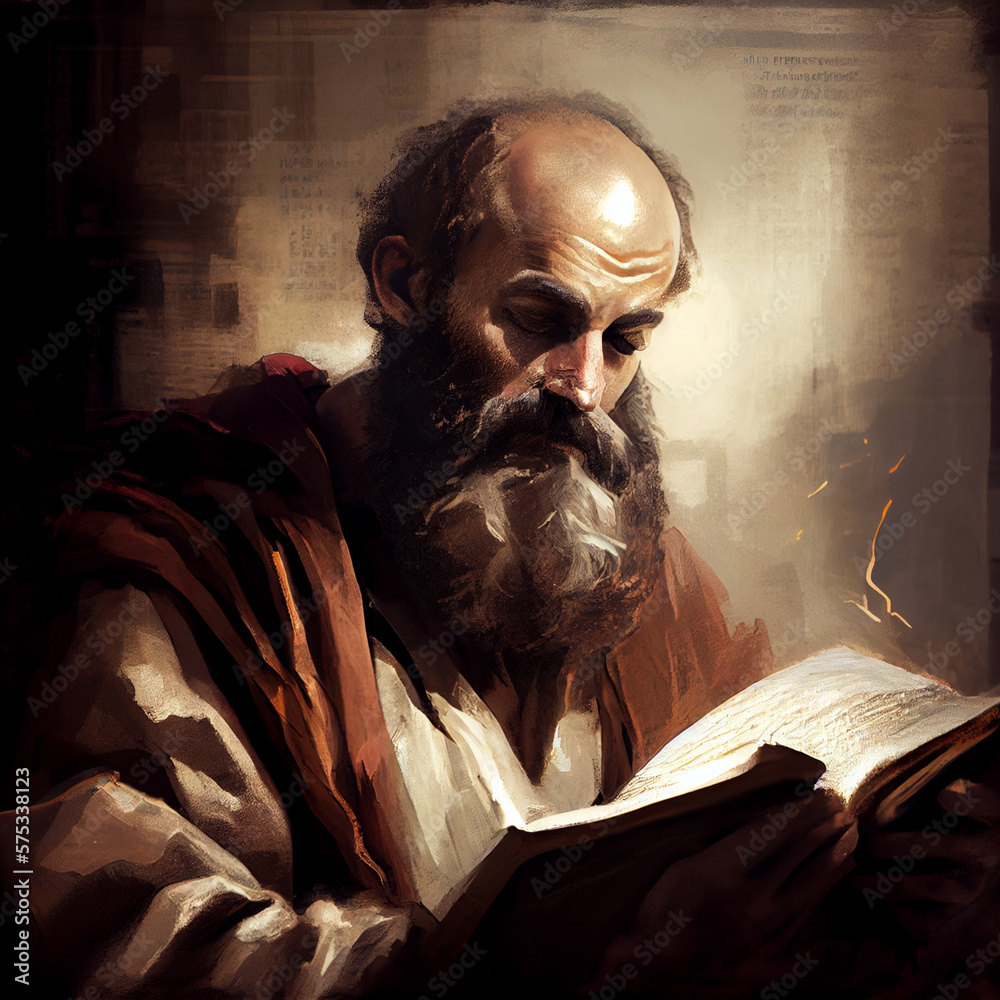 Saint Paul Apostle with Book Portrait. Color Illustration. Generative ...