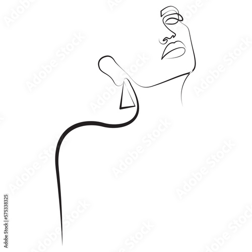 Fototapeta Naklejka Na Ścianę i Meble -  Elegant One Line Sketches of Woman Abstract Face. Female Face Drawing Minimalist Line Style. Trendy Illustration for Cosmetics. Continuous Line Art. Fashion Minimal Print. Beauty Logo. Vector