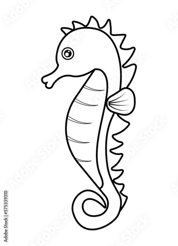 Sea Horse in Black Line Icon Clipart Vector Illustration Sea Animal