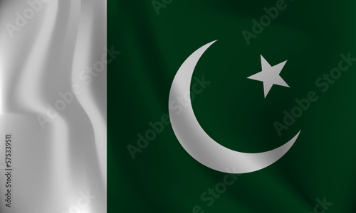 Flag of Pakistan, with a wavy effect due to the wind.