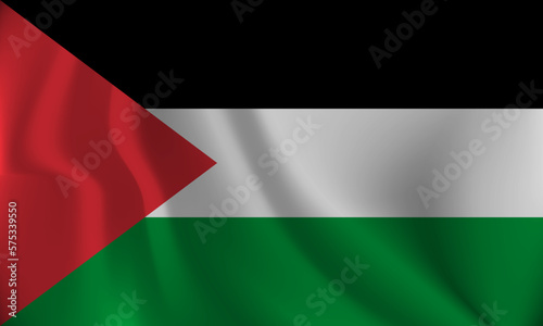 Flag of Palestine, with a wavy effect due to the wind.
