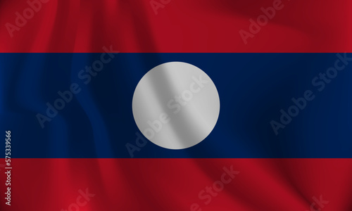 Flag of Laos, with a wavy effect due to the wind.