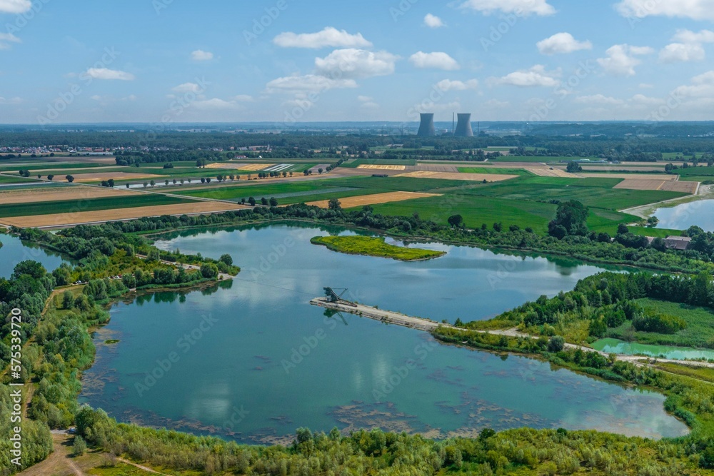 Ausblick auf die Baggersee-Landschaft im Donau-Ried bei Gundelfingen
