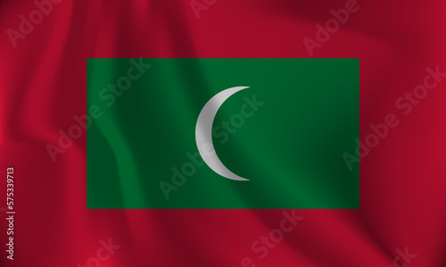 Flag of Maldives, with a wavy effect due to the wind.