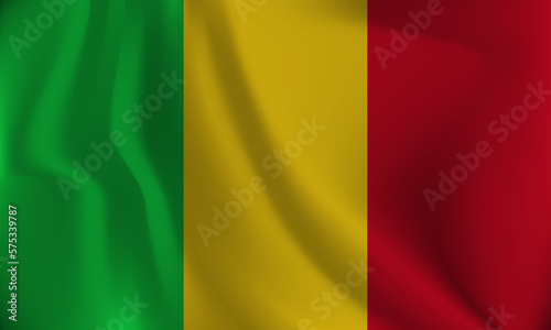 Flag of Mali, with a wavy effect due to the wind.