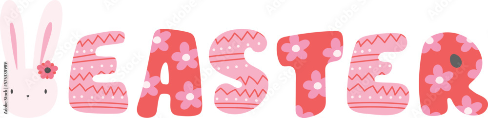 Bunny Easter Character Cartoon Theme Word Bunny Easter Character Cartoon Theme Word