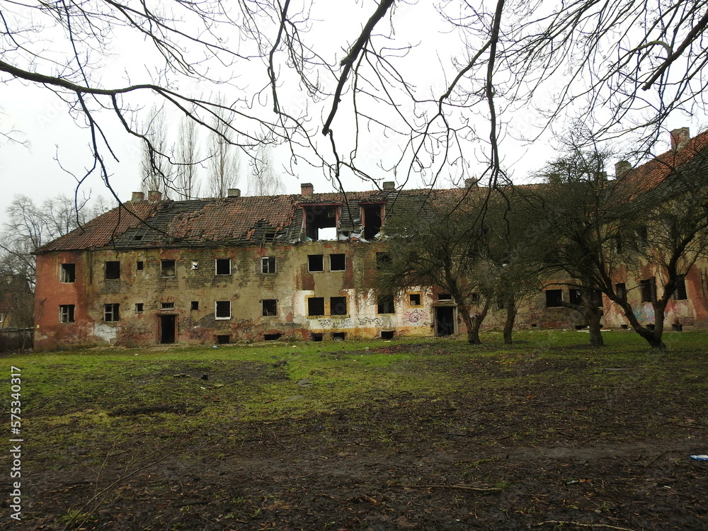 old run-down german house in kaliningrad, russia old run-down german house in kaliningrad, russia