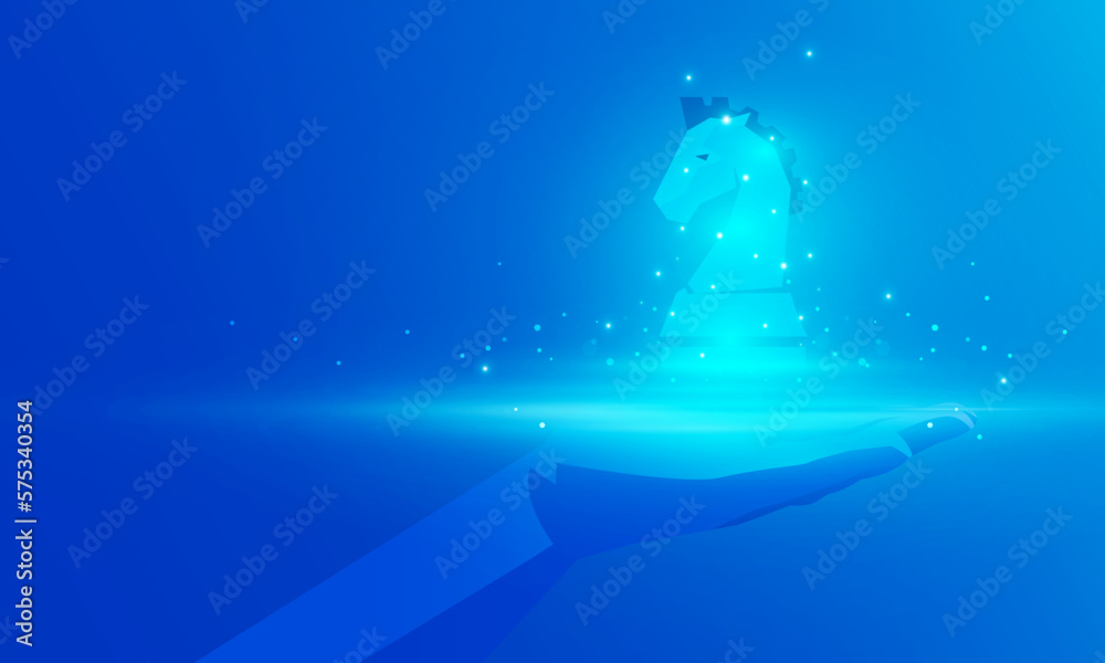 Abstract technology Hitech communication concept of private chess horse in digital world, Business management strategy vector design. Abstract technology Hitech communication concept of private chess horse in digital world, Business management strategy vector design.