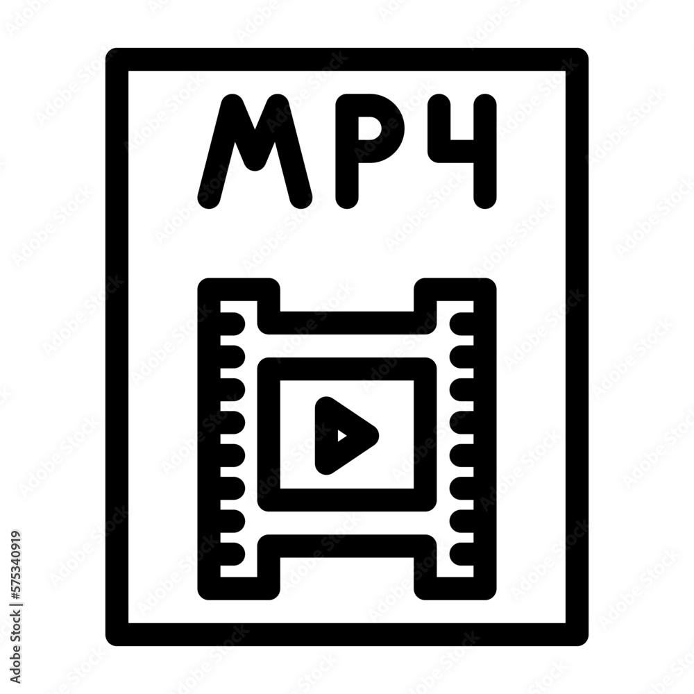 mp4 file format document line icon vector illustration mp4 file format document line icon vector illustration