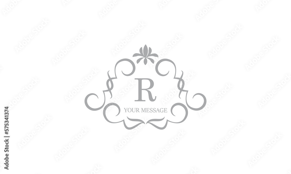 Obraz premium Gentle elegant monogram for cards, invitations, menus, labels with the initial letter R. Graphic design for pages, business signs, boutiques, cafes, hotels. Classic wedding invitation design elements.