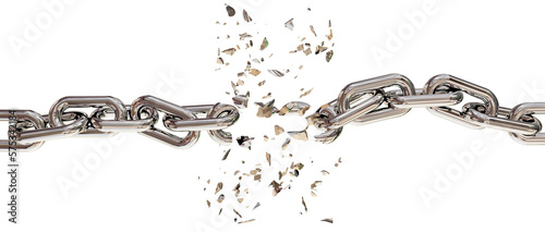 Tableau sur toile break breaking chain shuttered horizontal isolated in white background - 3d rend