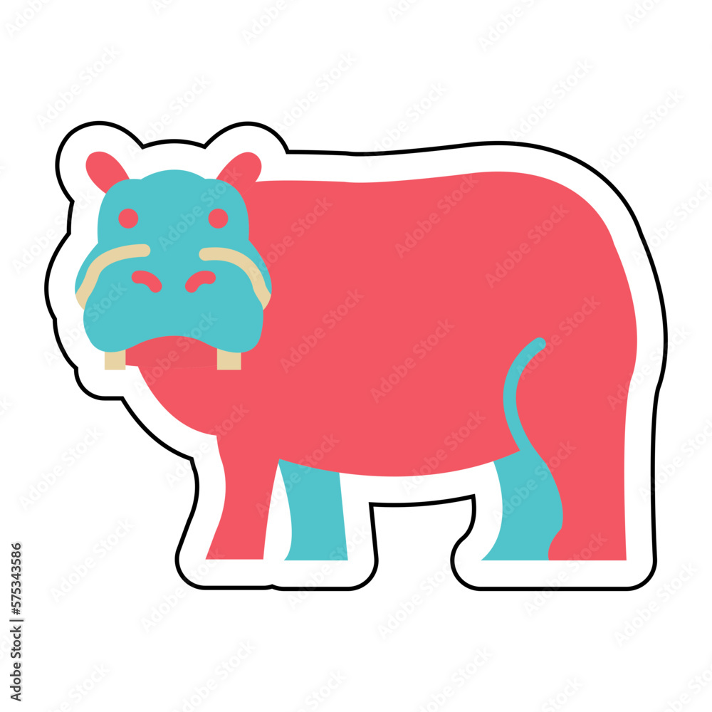 Obraz premium Sticker HIPPOPOTAMUS design vector icon
