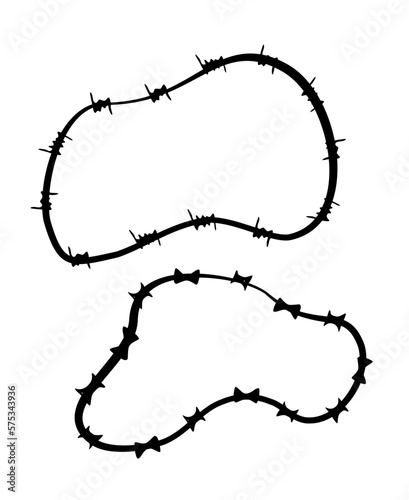 vector horizontal frame barbed wired, set 4 hand draw sketch
