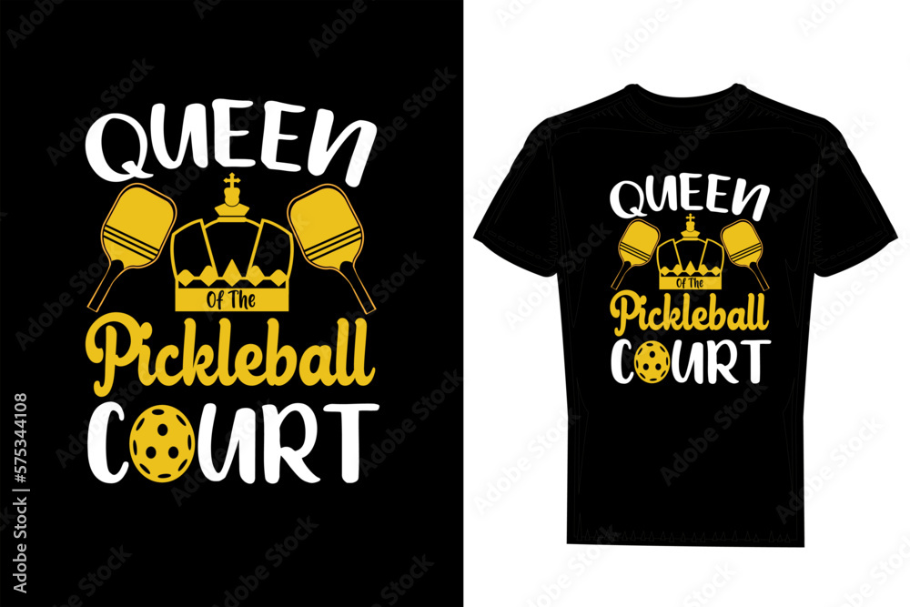 Pickleball T-shirt Design: Queen Pickleball Court. Pickleball T-shirt Design: Queen Pickleball Court.