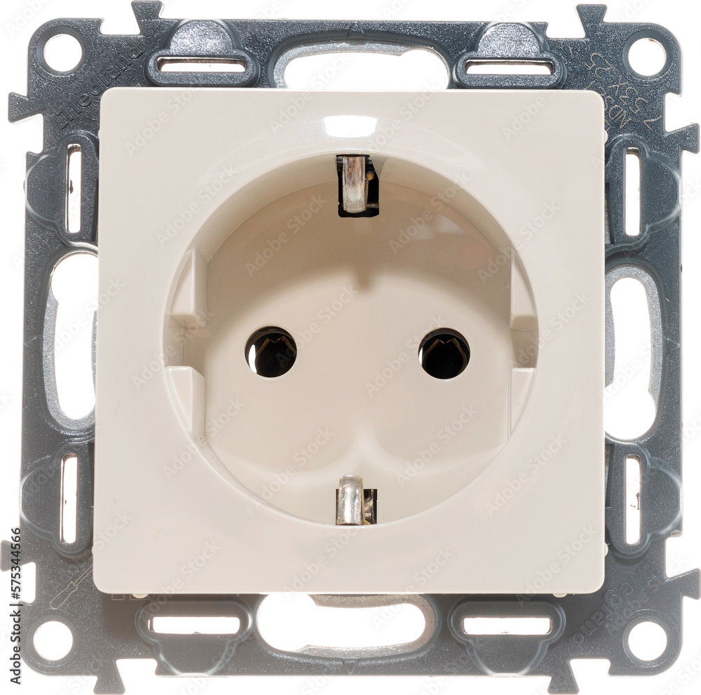 Fototapeta premium electrical plastic socket isolated on white background
