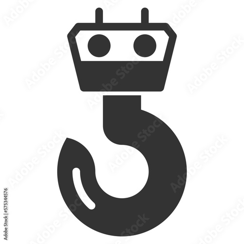 Simple crane hook solid icon, weight nad lift tool related concept on the white background