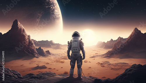 Expedition to the New World: Astronaut Landing on an Unexplored Planet. Generative AI