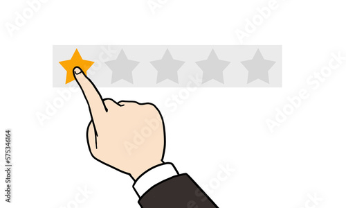 Hand pressing Giving 1 star rating photo