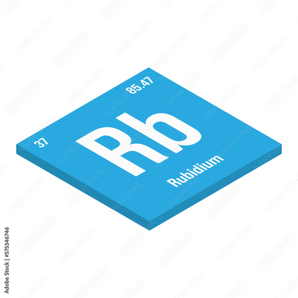 Rubidium, Rb, periodic table element with name, symbol, atomic number
