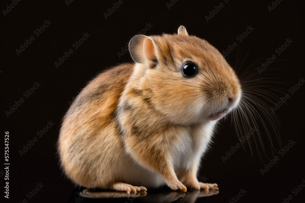 closeup of a baby gerbil fat tail on isolated white background. Generative AI closeup of a baby gerbil fat tail on isolated white background. Generative AI