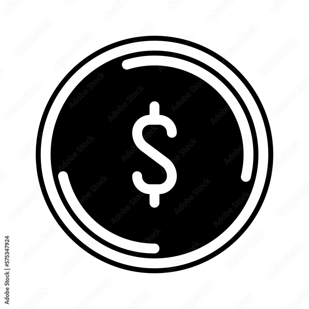 dollar coin glyph icon vector illustration dollar coin glyph icon vector illustration