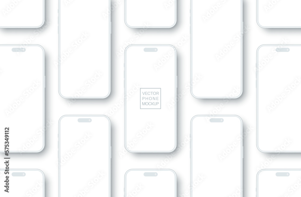 White smartphone mockup. Template for your app presentation. Phone blank screen with space for text. UI design. Vector EPS 10 White smartphone mockup. Template for your app presentation. Phone blank screen with space for text. UI design. Vector EPS 10